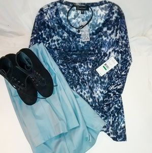 NWT Karen Kane Sheer Blue Top